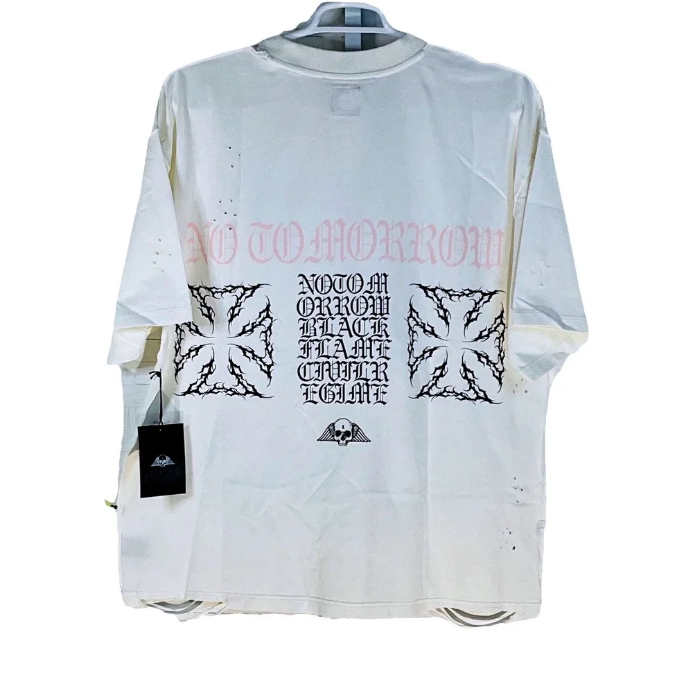 Civil Regime No Tomorrow Crawling Out Tee Mens‎ Large Ivory Bleached Oversized